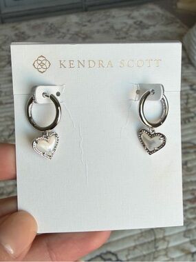 Kendra Scott Silver Hoop Earrings with Heart Charms